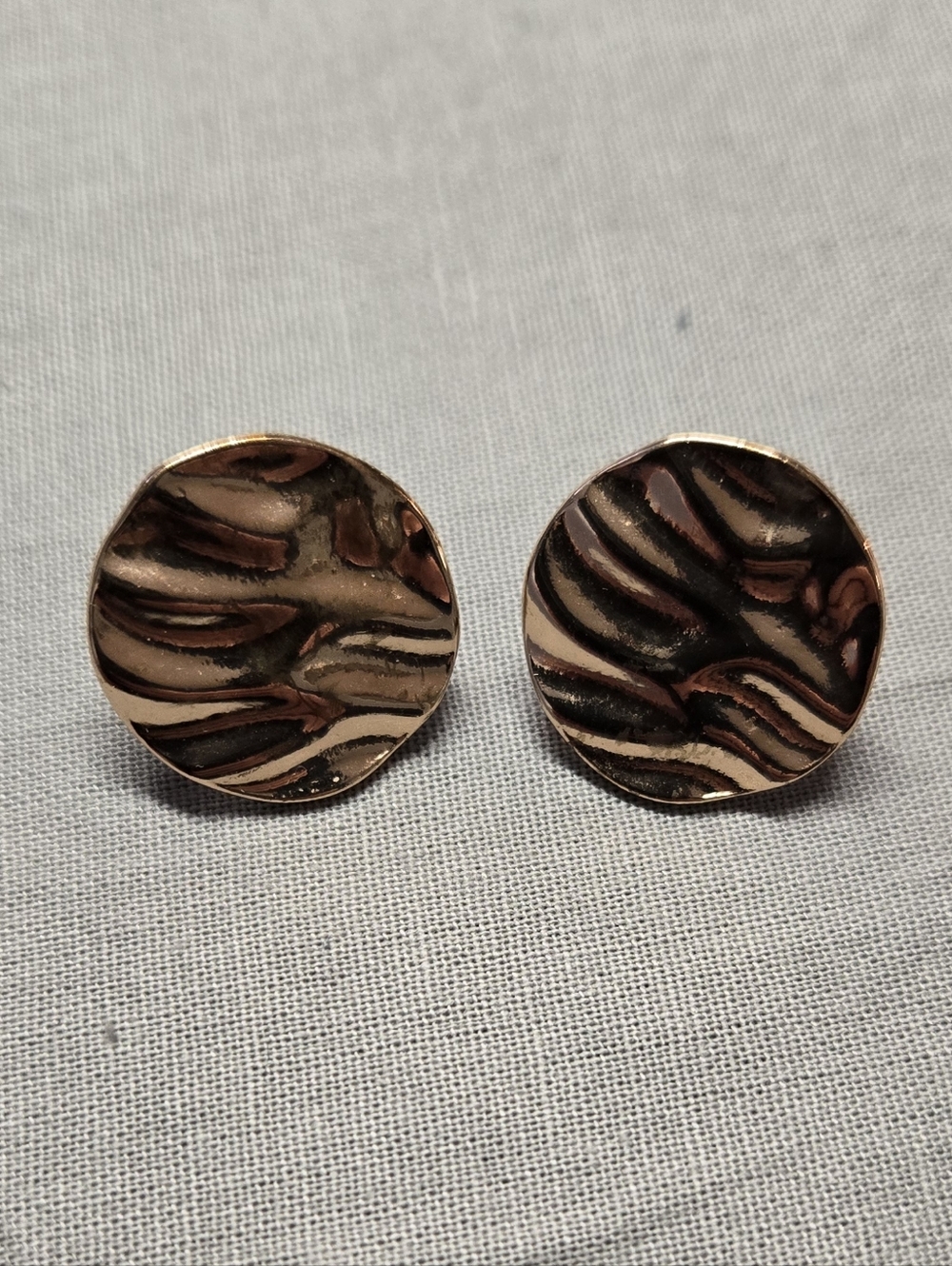 (3 for $10!) Gold Tone Textured Round Stud Earrings